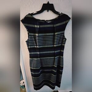 Striped Navy Blue, Black and Gray Dress